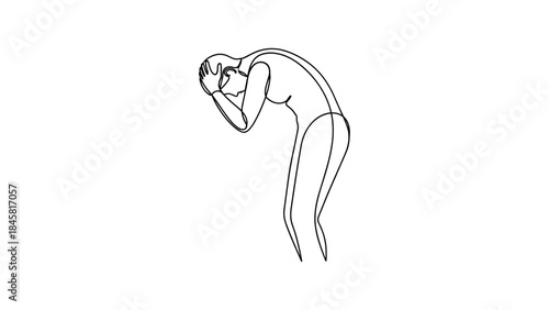 Abstract line art of a person bending in stressful pose