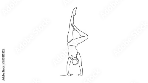 One line art of ballet dancer in handstand pose