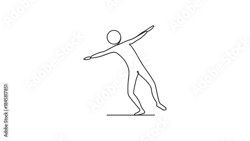 Minimalist line art of a person dab dance pose on white background