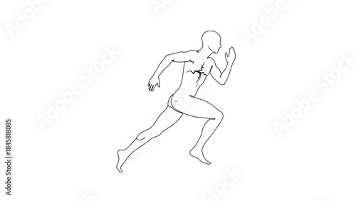 Minimalist linear drawing of a running figure