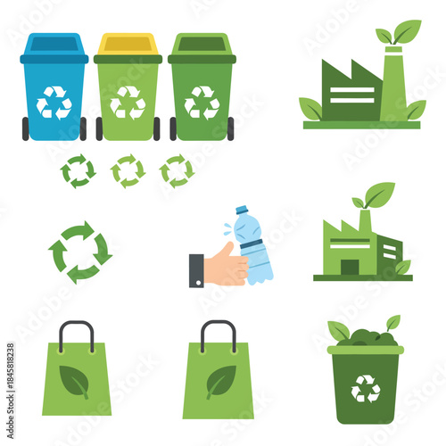 Recycling and waste management vector set .eps