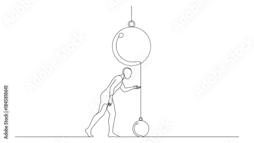 Minimalist line art depiction of human interaction with yin yang balance design