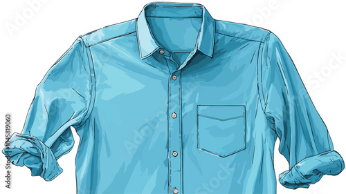 Blue Shirt Vector Drawing for Fashion Design Inspiration