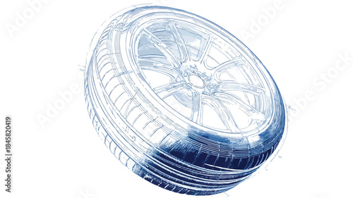 Futuristic Tire with Wheel Vector Illustration for Graphic Design Projects