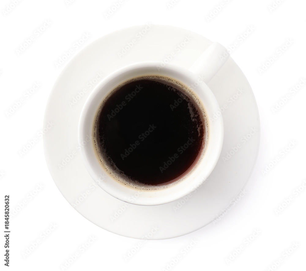 Fototapeta premium Aromatic coffee in cup isolated on white, top view