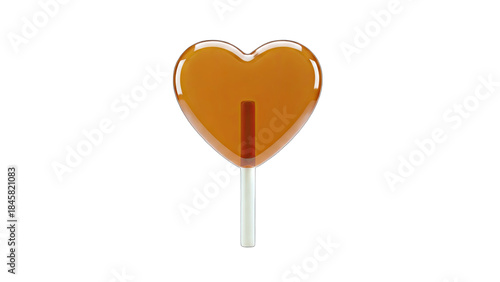 Heart-shaped lollipop on a white background