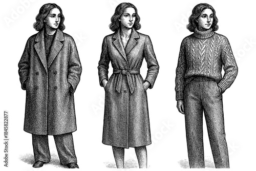 Vintage style fashion: classic coat designs featuring 1970s fashion trends