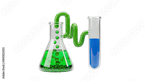 Laboratory Experiment: Chemical Reaction Process on White Background