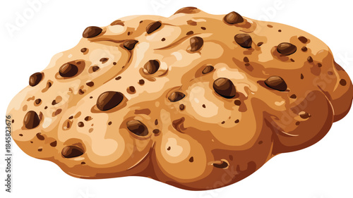 Delicious Cute Cookie Dough with Chocolate Chips Vector Illustration