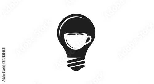 Creative Coffee Cup Light Bulb Idea Symbol.