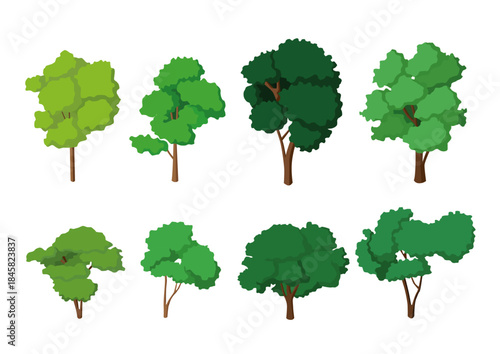 green tree fresh set collection isolated on white background illustration vector