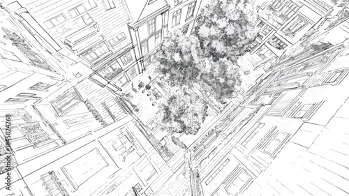 Top Down Perspective Illustration: A Unique Viewpoint Vector