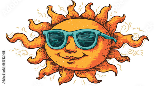 Whimsical Cartoon Sun with Sunglasses Vector Illustration