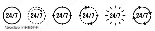 24/7 service icon set