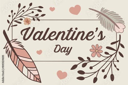 floral bohemian valentine s day banner with wildflower