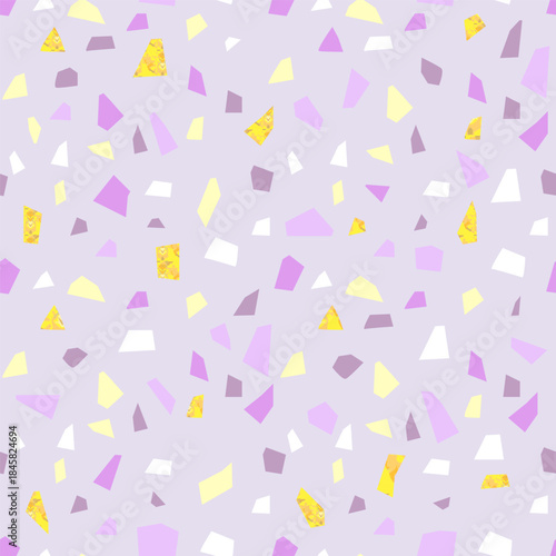 Terrazzo Floor seamless pattern with Golden Pieces
