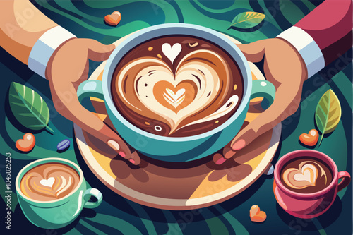 heart shaped latte art in a coffee mug