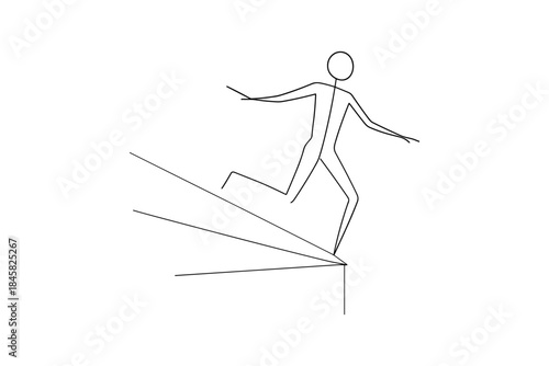 Abstract line art of person leaping forward in minimalist style