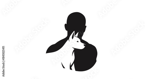 Silhouette of a man and his loyal canine companion a bond of friendship.