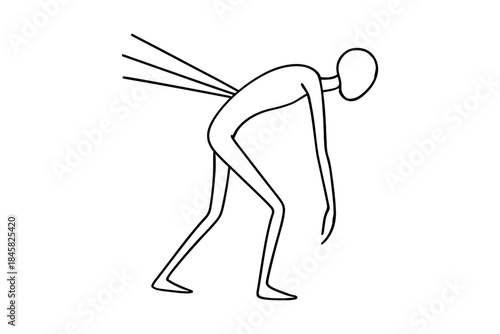 Silhouette of person with back pain in minimalist design