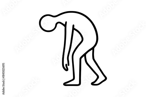 Simple black outline of exhausted human figure depicting fatigue
