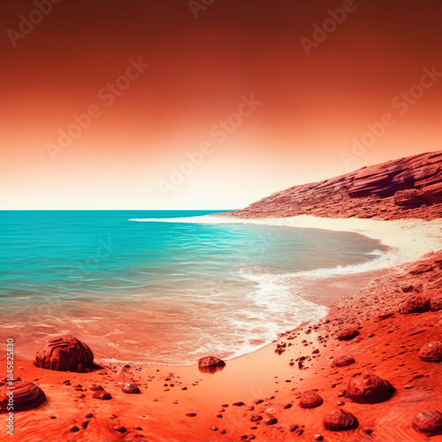 sunset on the beach on Mars