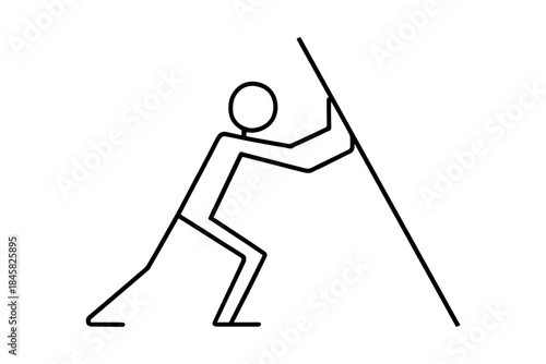 Minimalist stick figure climbing toward success and overcoming challenges