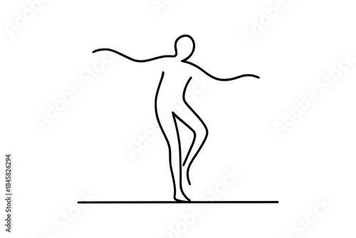 Graceful dance: minimalist line art of a dancing figure