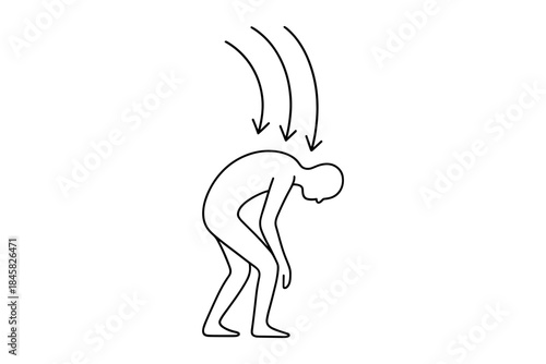 Silhouette of dejected figure with arrows indicating mental pressure and stress
