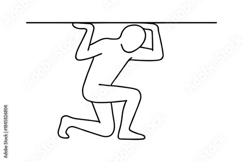 Silhouette figure holding heavy burden: symbol of stress and pressure