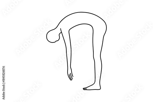 Minimalist line art of person in forward bend yoga pose