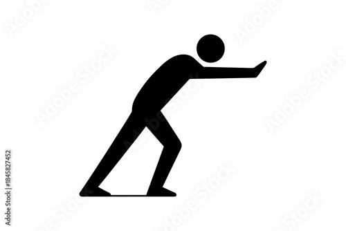 Silhouette of person pushing object with determination
