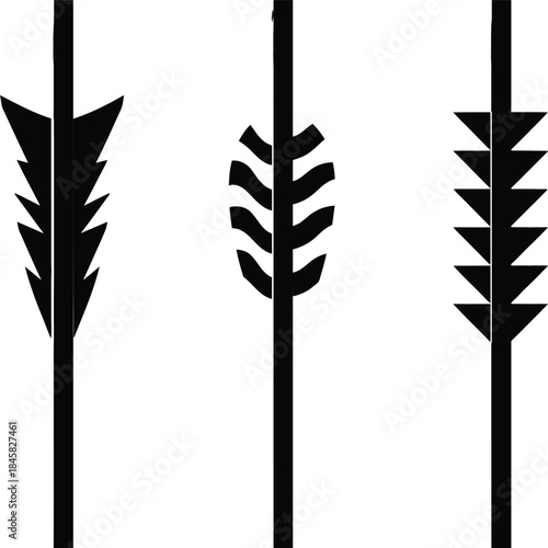 Three black arrows isolated on transparent background
