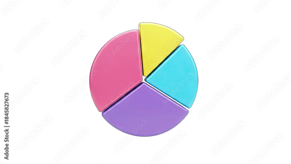 Fototapeta premium Colorful Pie Chart Illustrating Data Analysis on White Background