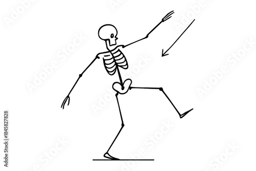 Stick figure skeleton dancing with graceful movements