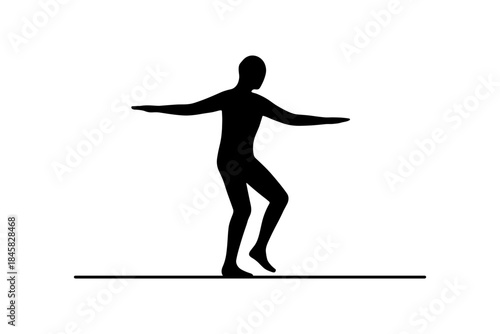 Silhouette of a woman in a balanced pose on a white background