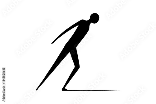 Dynamic silhouette of leaning human figure capturing motion and balance