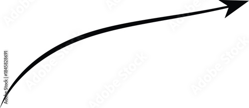 A black curved arrow pointing upwards isolated on transparent background