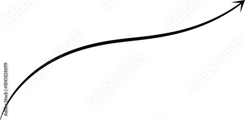 Black curved arrow isolated on transparent background