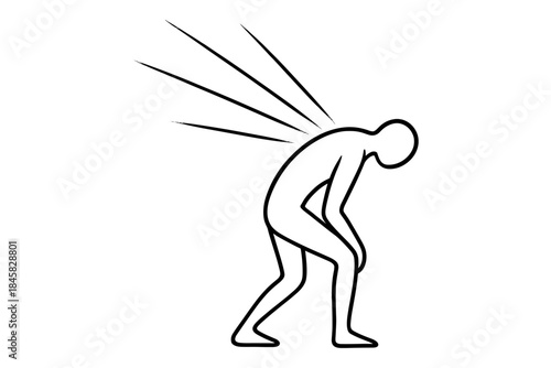 Silhouette of person with back pain and stress lines illustrating discomfort