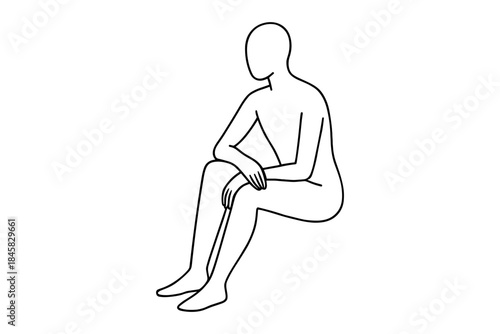 Minimalist line art of seated human figure in thoughtful pose