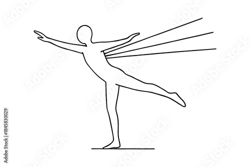 Minimalist silhouette of dancing figure with dynamic movements