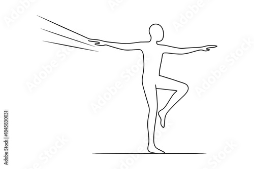 Minimalist line art of a ballet dancer in motion with graceful pose