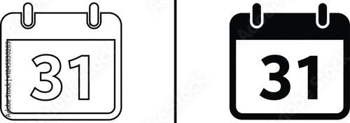 Calendar icon showing date thirty-one for monthly schedule and deadline planning