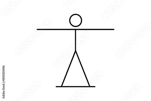 Minimalist balance concept with human stick figure and scale symbol