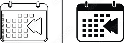 Calendar icon with double back arrow for previous month navigation and history schedule