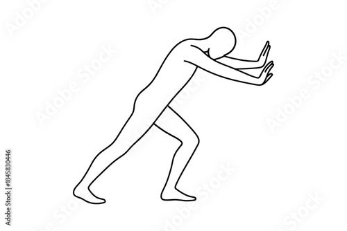 Minimalist line drawing of a person pushing against an invisible barrier
