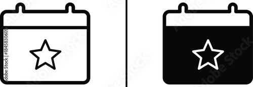 Calendar icon with star for favorite events and special date reminders
