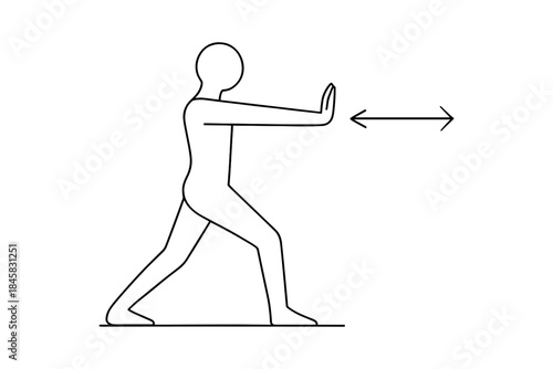 Silhouette figure practicing social distancing with outstretched arms
