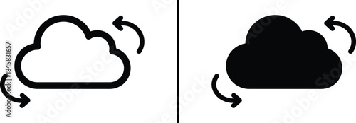 Cloud computing icon with circular arrows for data sync and refresh